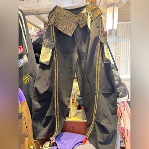 Black Cargo Pants with Leopard Accents